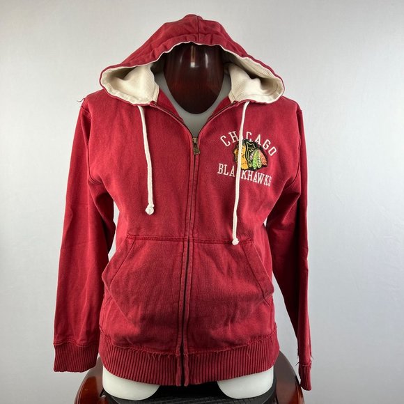Chicago Blackhawks Old Time Hockey Embroidered Sewn Patch Hoodie Sweatshirt Med - Picture 1 of 8